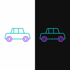 Line Car icon isolated on white and black background. Front view. Colorful outline concept. Vector