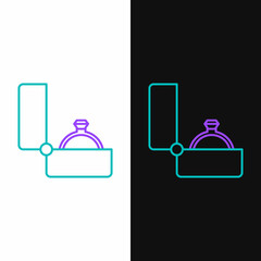 Line Diamond engagement ring icon isolated on white and black background. Colorful outline concept. Vector