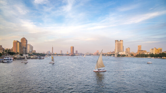 View of the Nile from the university bridge in Cairo