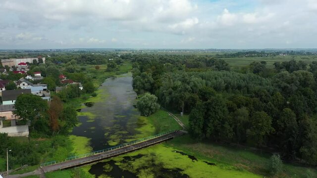 The beautiful Dubno town landscape Ukraine aerial view