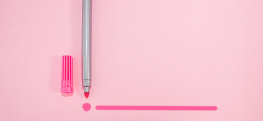  marker with an outline to the end point on a pink background. Creativity inspiration idea concept