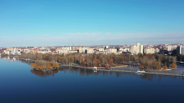 The Ternopol city landscape aerial panorama view