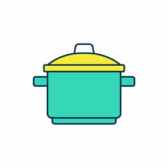 Filled outline Cooking pot icon isolated on white background. Boil or stew food symbol. Vector