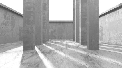 Dark Concrete Wall Architecture. Empty Room