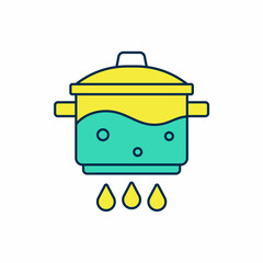 Filled outline Cooking pot on fire icon isolated on white background. Boil or stew food symbol. Vector