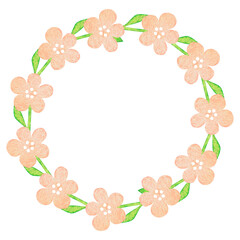 A wreath of beige flowers. Watercolor vintage illustration. Isolated on a white background.