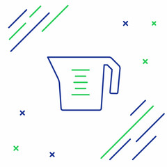 Line Measuring cup to measure dry and liquid food icon isolated on white background. Plastic graduated beaker with handle. Colorful outline concept. Vector