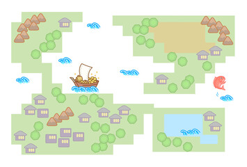 RPG風世界地図の背景イラスト