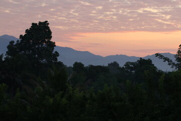 Orange light ,silhouette and clouds sky in the morning