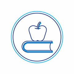 Filled outline Book with apple icon isolated on white background. Vector