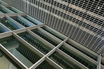 Metal structures made of beams and gratings.