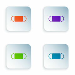 Color Medical protective mask icon isolated on white background. Set colorful icons in square buttons. Vector Illustration