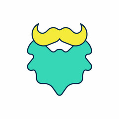 Filled outline Mustache and beard icon isolated on white background. Barbershop symbol. Facial hair style. Vector