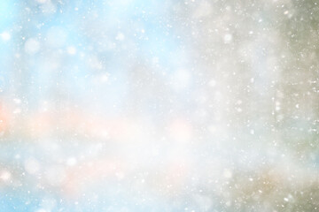 Obraz premium abstract white light blurred snow background, glamor christmas glow design