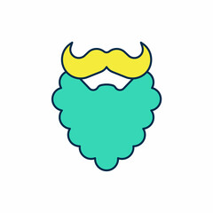 Filled outline Mustache and beard icon isolated on white background. Barbershop symbol. Facial hair style. Vector