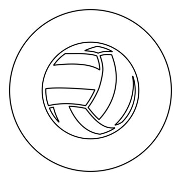 Volleyball ball sport equipment icon in circle round black color vector illustration image outline contour line thin style