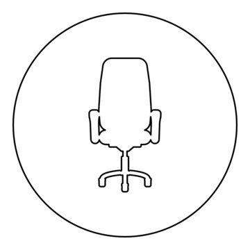 recommend clip art: Office chair recliner icon in circle round black color vector illustration image outline contour line thin style