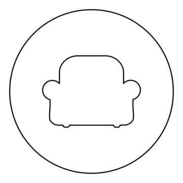 recommend clip art: Armchair silhouette recliner Furniture for living room icon in circle round black color vector illustration image outline contour line thin style