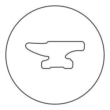 recommend clip art: Anvil icon in circle round black color vector illustration image outline contour line thin style