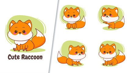 Set collection cute cartoon character isolated hand drawn style