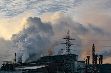 Industrial and structural steelmaking. Ecological concept.