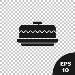 Black Cake icon isolated on transparent background. Happy Birthday. Vector