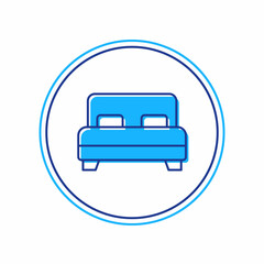 Filled outline Big bed for two or one person icon isolated on white background. Vector