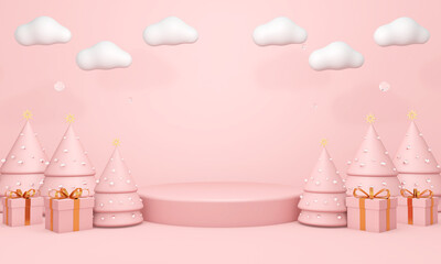 Christmas day for Party and Celebrations in Wall Background. 3D illustration, 3D rendering	
