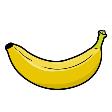Single Banana Cartoon Illustration Isolated Free Vector