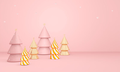 Christmas day for Party and Celebrations in Wall Background. 3D illustration, 3D rendering	
