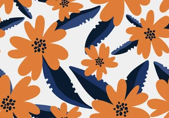 Tapeten Nahtloses Blumenmuster mit Blume für Stoffe und Textilien und Verpackungen © Tetiana