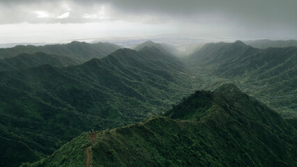 Mountain top views in Oahu. Moanalua Valley Trail in hawaii