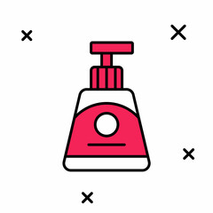 Filled outline Cream or lotion cosmetic tube icon isolated on white background. Body care products for woman. Vector