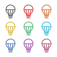 LED lamp icon isolated on white background, color set