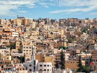 Fototapeta na wymiar Aerial view with the busy city of Amman, the capital of Jordan