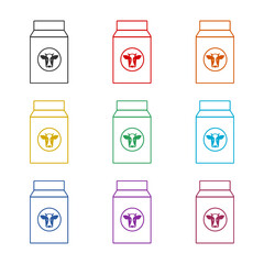 Milk icon isolated on white background, color set