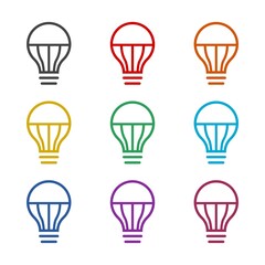 LED lamp icon isolated on white background, color set