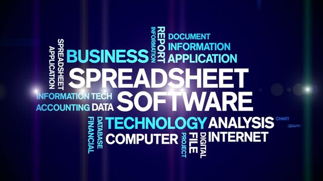 Spreadsheet Software Animated Tag Word Cloud;Text Design Animation typography seamless loop.