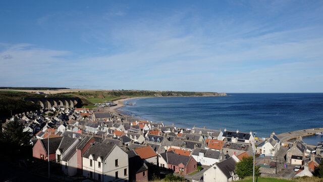 A view across seatown traditional scottish fishing village at Cullen on the Moray Coast