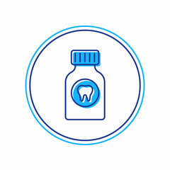 Filled outline Toothache painkiller tablet icon isolated on white background. Tooth care medicine. Capsule pill and drug. Pharmacy design. Vector