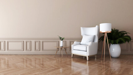 Room interior with Wall Background. 3D rendering ,3D illustration	

