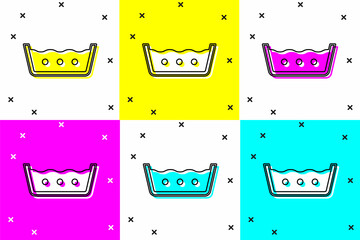 Set Washing under 50 degrees celsius icon isolated on color background. Temperature wash. Vector