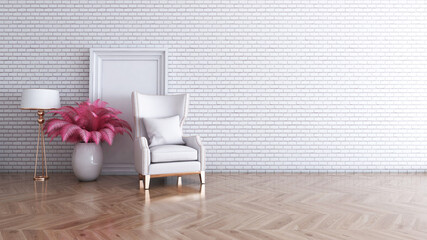 Room interior with Wall Background. 3D rendering ,3D illustration