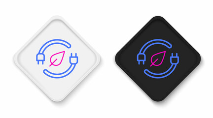 Line Electric saving plug in leaf icon isolated on white background. Save energy electricity. Environmental protection. Bio energy. Colorful outline concept. Vector