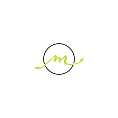 letter m logo vector template leaf