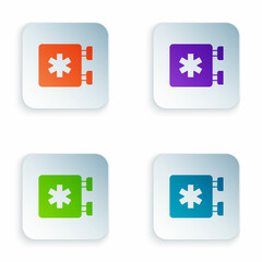 Color Medical symbol of the Emergency - Star of Life icon isolated on white background. Set colorful icons in square buttons. Vector