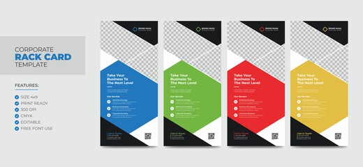 Corporate Creative Business Rack Card or Dl flyer Template. Editable Modern Rack Card Template