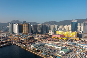 Obraz na płótnie Canvas the under construction at Kai Tak Development, hk 11 Dec 2021