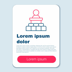 Line Speaker icon isolated on grey background. Orator speaking from tribune. Public speech. Person on podium. Colorful outline concept. Vector