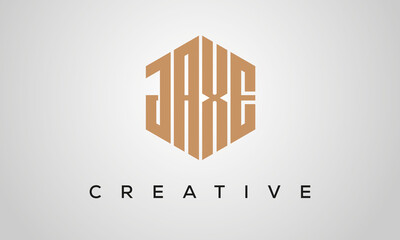 letters JAXE creative polygon hexagon logo victor template